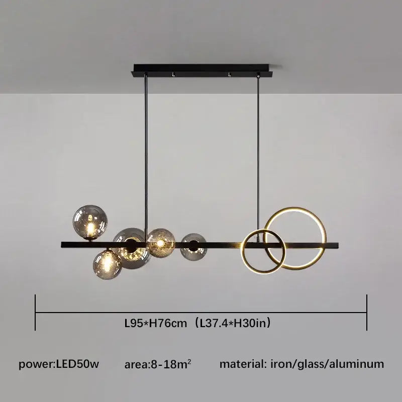 Gold Glass Iron Construction Kitchen Pendant Light