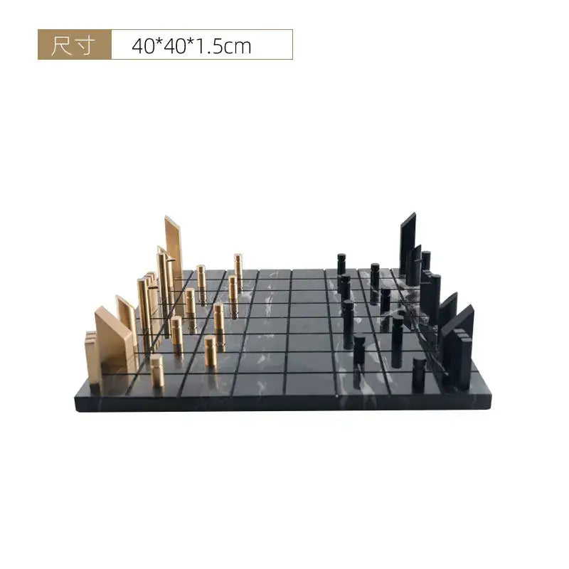 Metal Marble Chessboard Decor