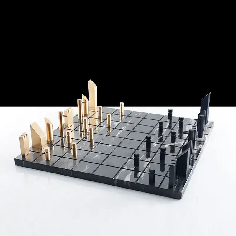 Metal Marble Chessboard Decor