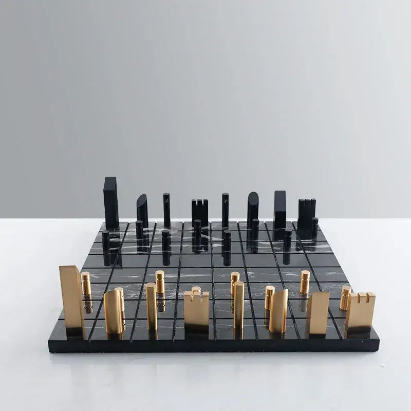 Metal Marble Chessboard Decor