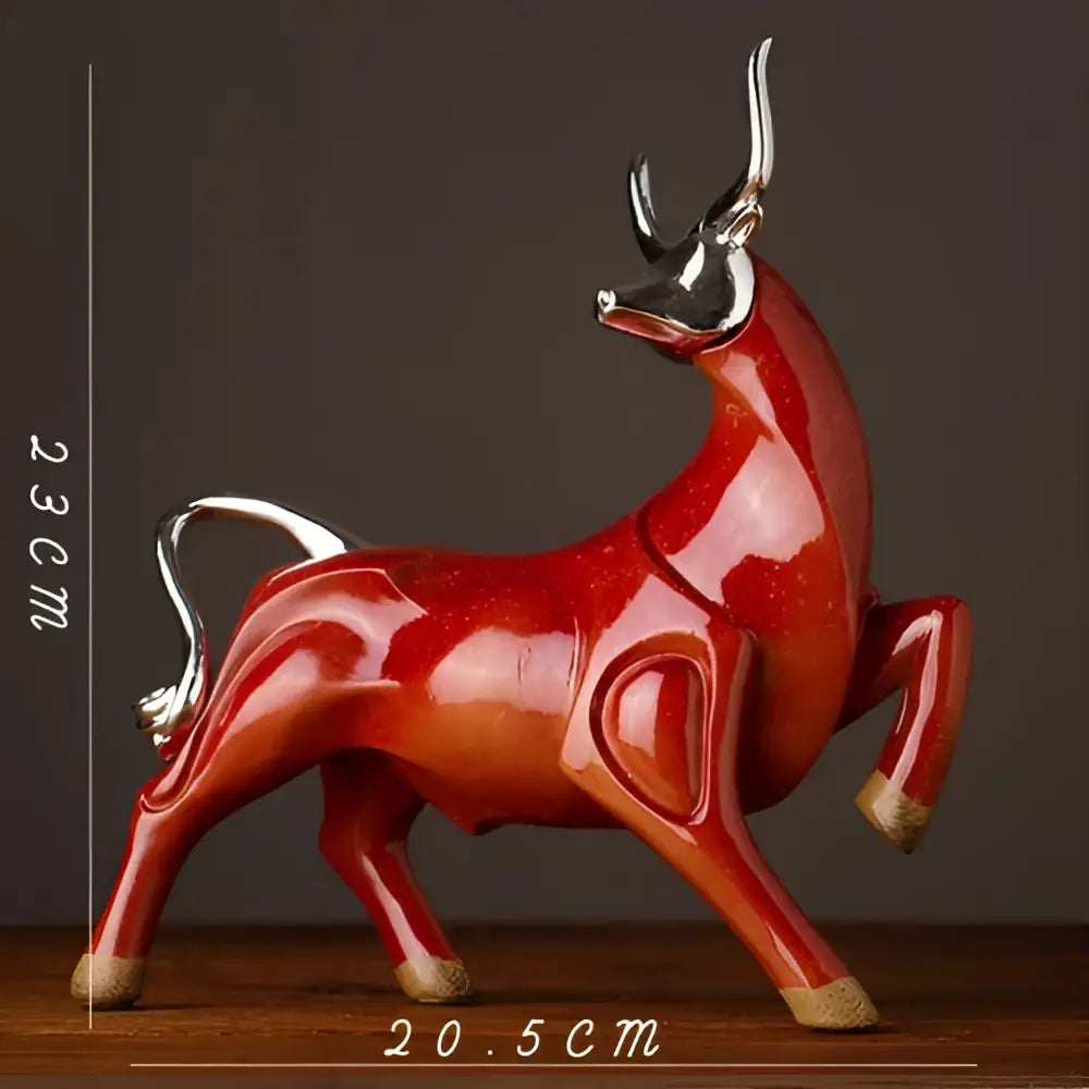 Black Resin Bull Sculpture