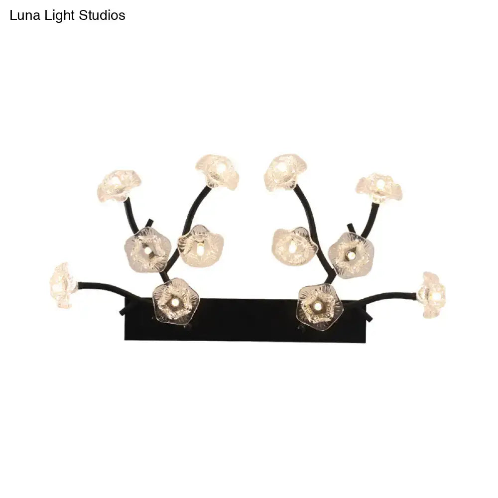 Black Blossom Glass Wall Light
