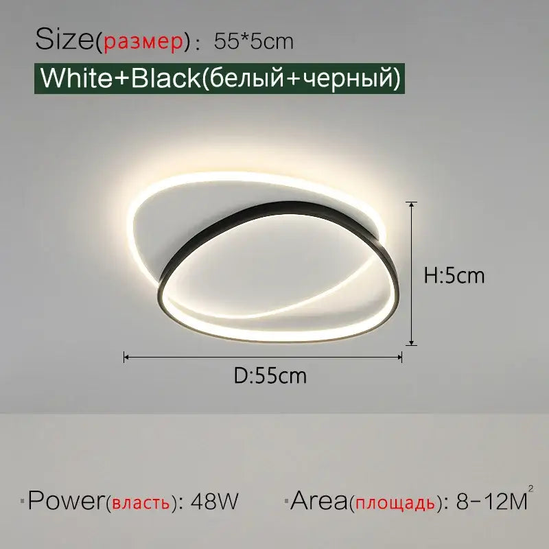 Black Nordic 55cm Dimmable Ceiling Lamp
