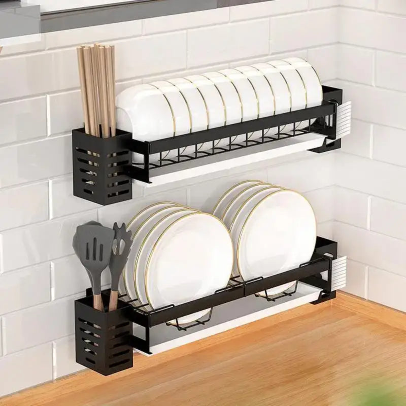Black Two-Tier Dish Rack