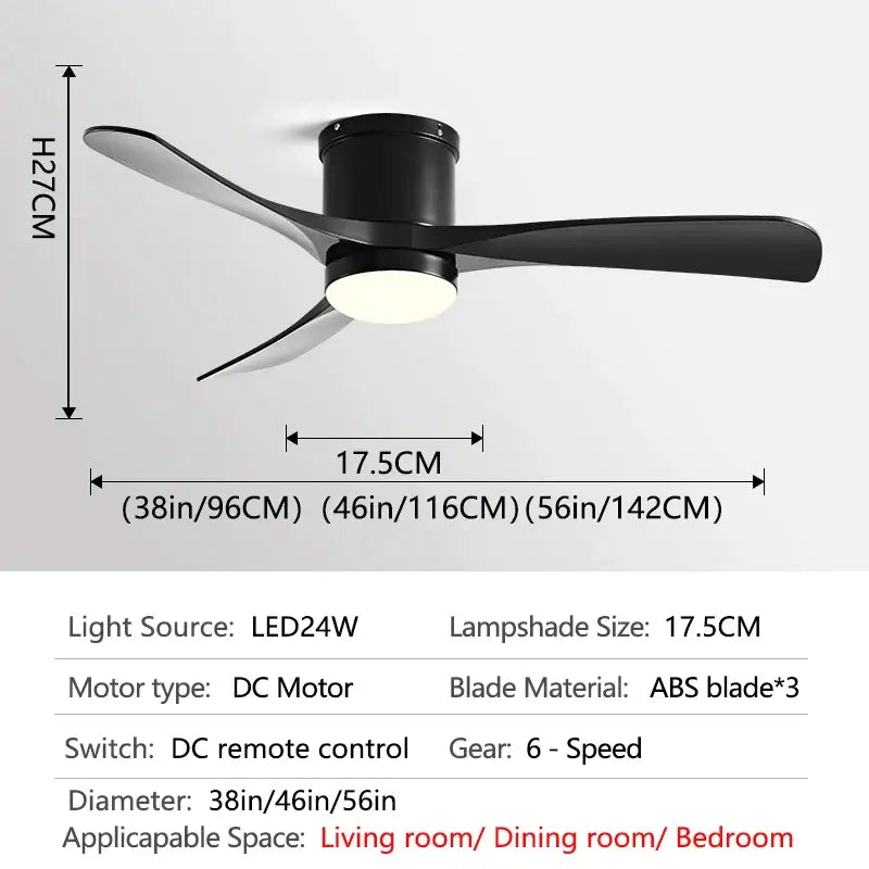 Black Wood 46-Inch LED Ceiling Fan
