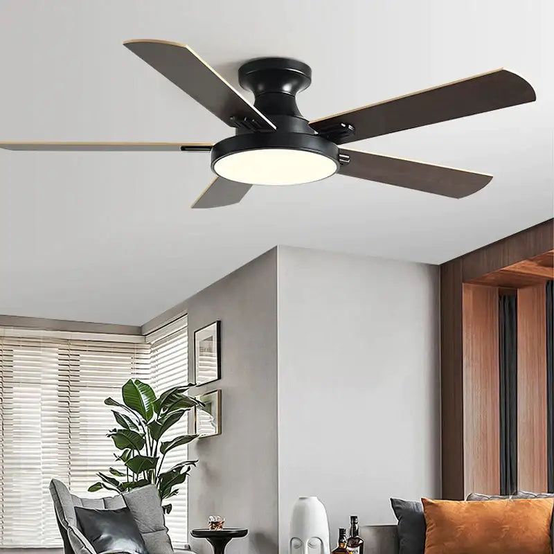 Black Wood Multi-Color Ceiling Fan Light