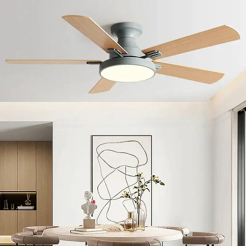 Black Wood Multi-Color Ceiling Fan Light