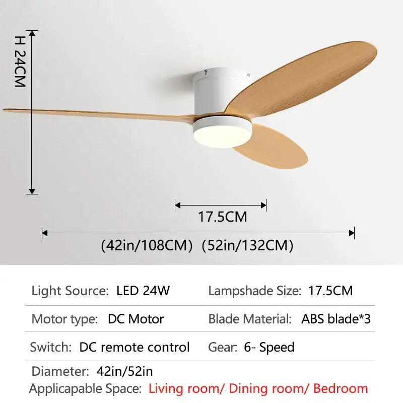 Black Wood Ceiling Fan 52-Inch with LED Light