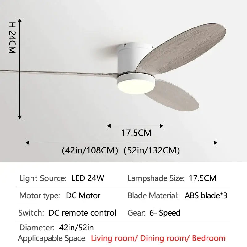 Black Wood Ceiling Fan 52-Inch with LED Light