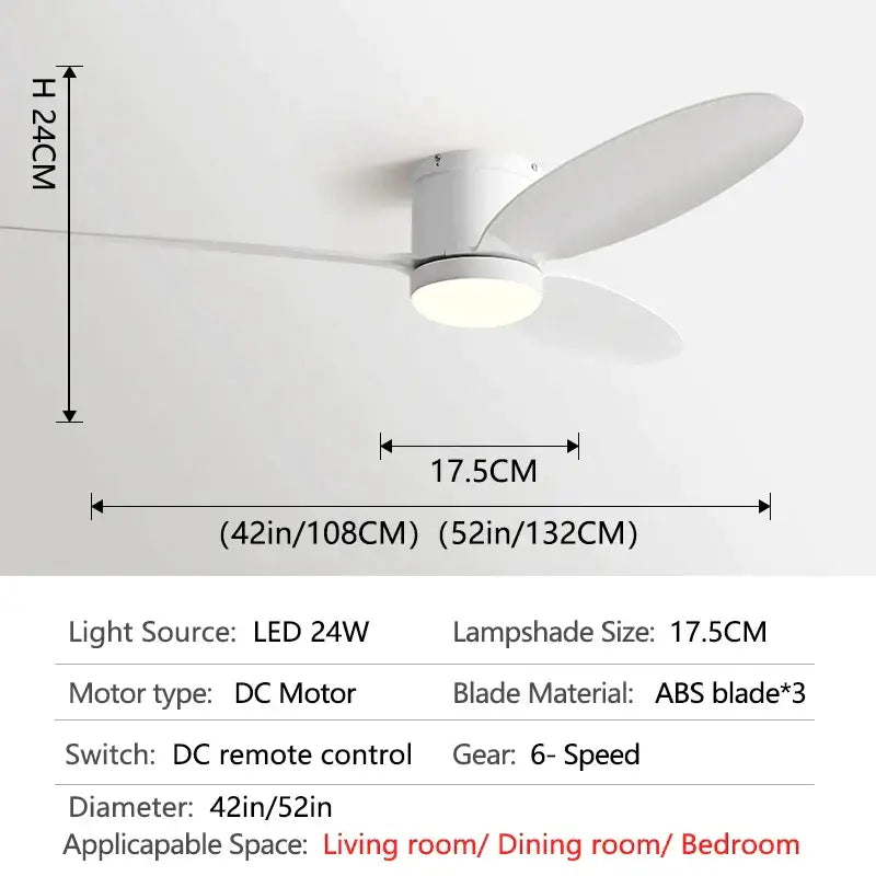 Black Wood Ceiling Fan 52-Inch with LED Light