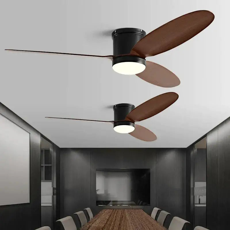 Black Wood Ceiling Fan 52-Inch with LED Light