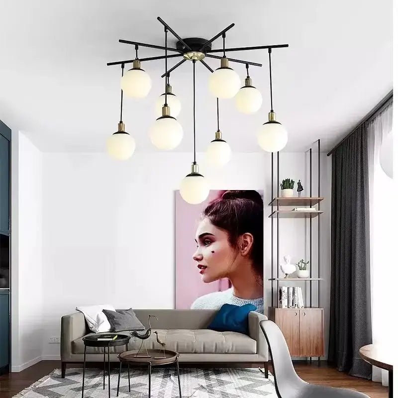 Black Art Glass Molecule Chandelier
