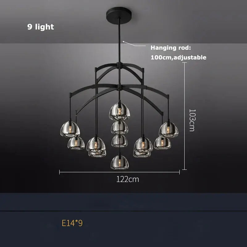 Black Brass Crystal Chandelier