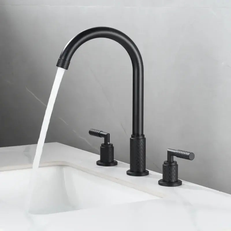 Black Brass Basin Faucet with Waterfall Effect