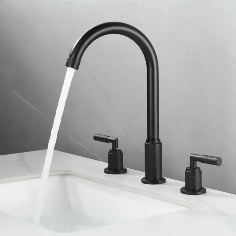 Black Brass Basin Faucet with Waterfall Effect