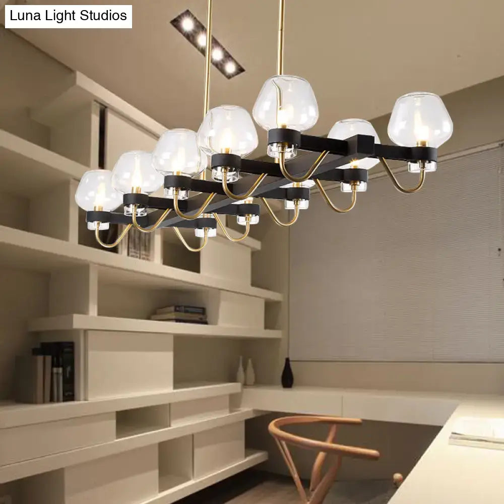 Black Brass Ten-Bulb Bedroom Island Pendant