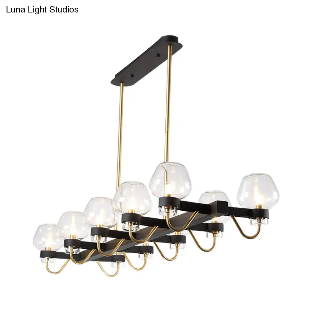 Black Brass Ten-Bulb Bedroom Island Pendant