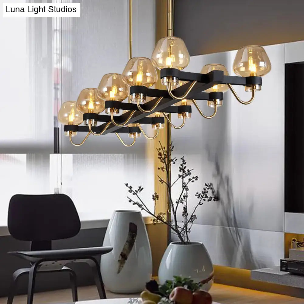 Black Brass Ten-Bulb Bedroom Island Pendant