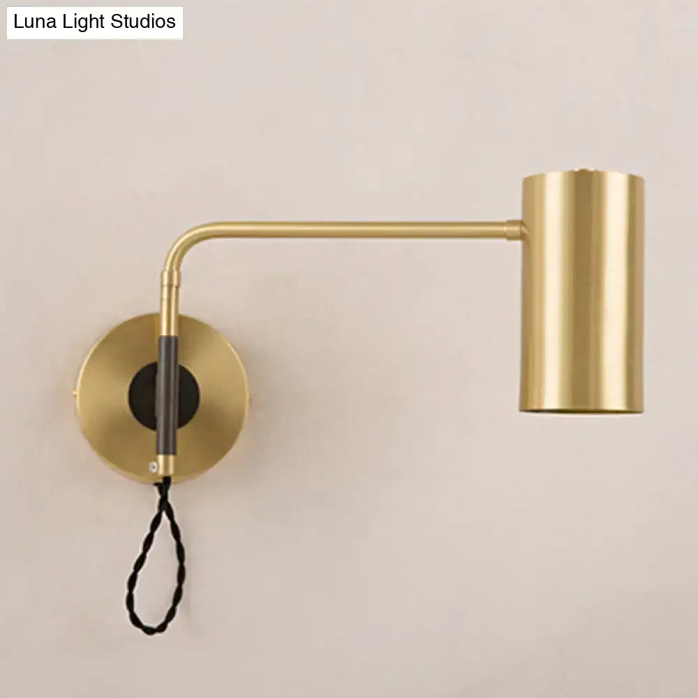 Black Brass Curved Arm Geometric Wall Lamp