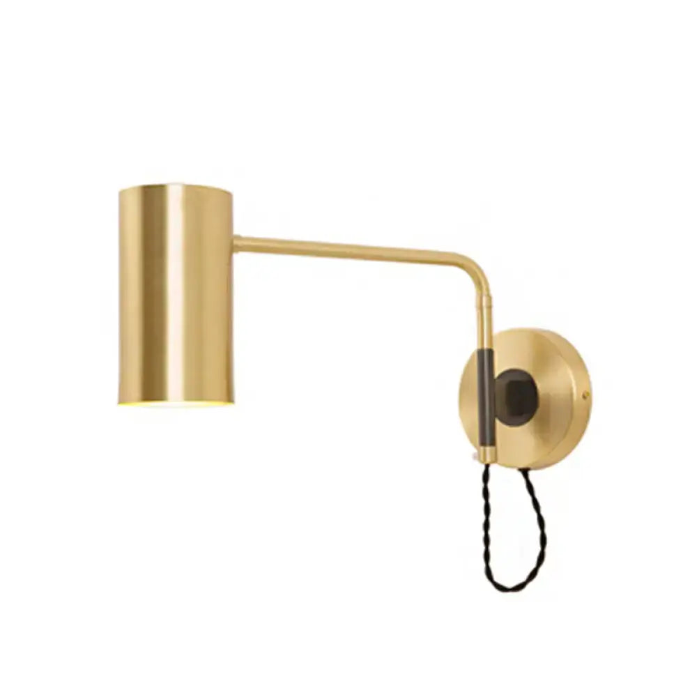 Black Brass Curved Arm Geometric Wall Lamp