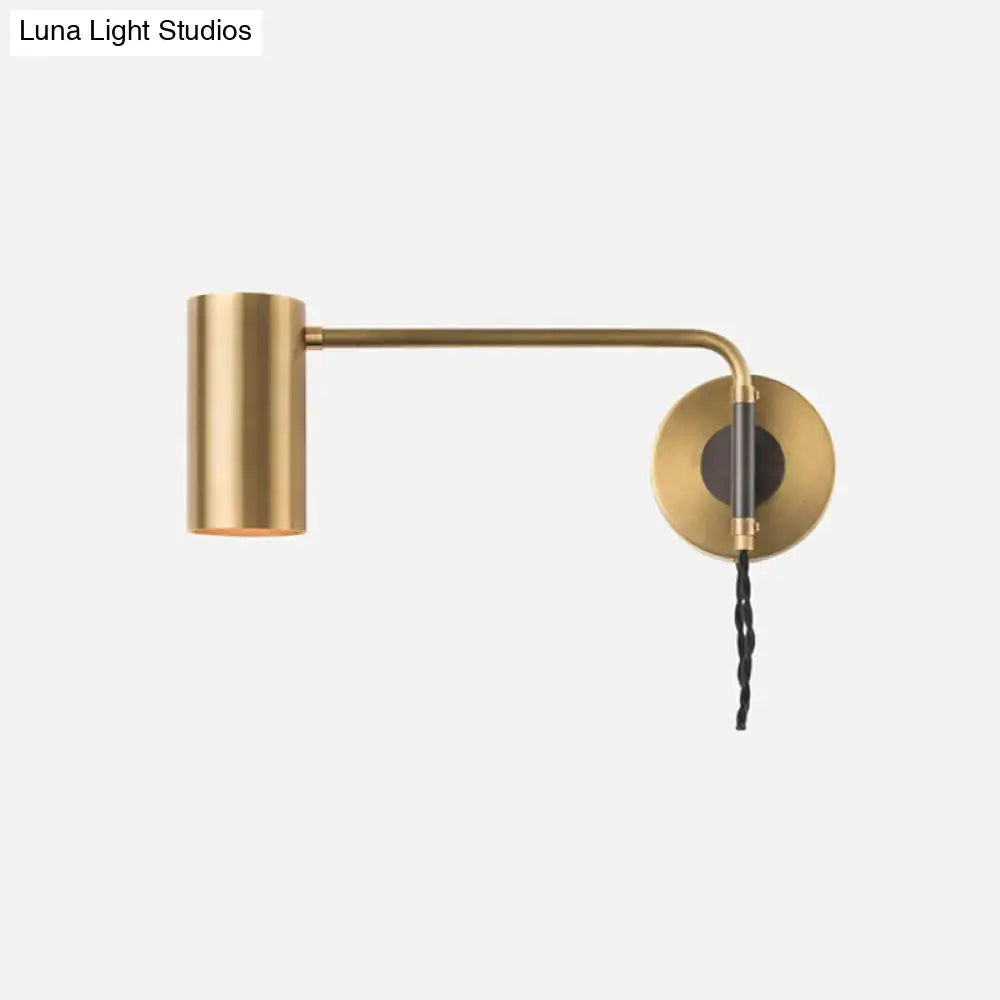 Black Brass Curved Arm Geometric Wall Lamp