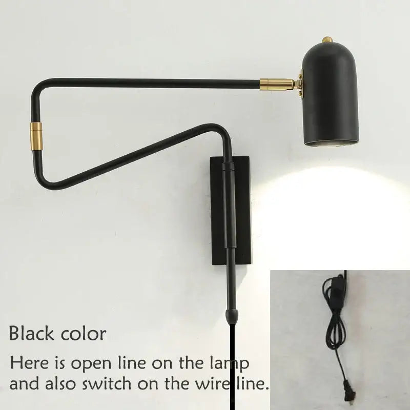 Black Brass Long-Arm Lamp