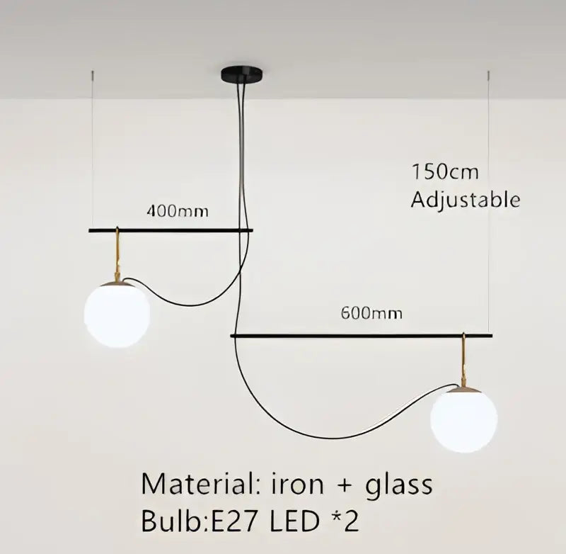Brass Glass Pendant Light with Three-Light Design