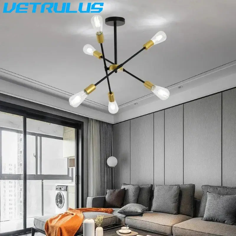 Brass Iron Sputnik Chandelier