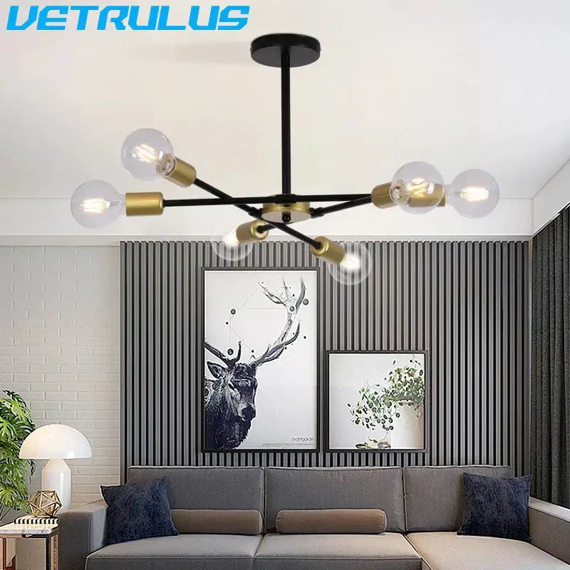 Brass Iron Sputnik Chandelier