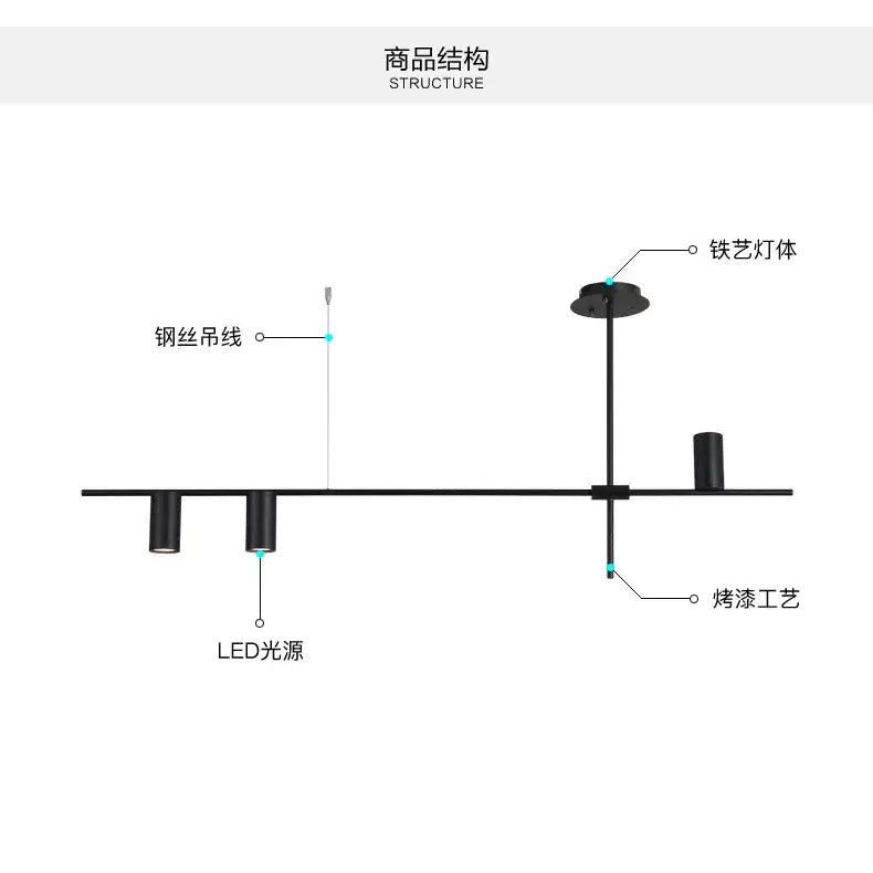 Black Minimalist Pendant Light 12-Head
