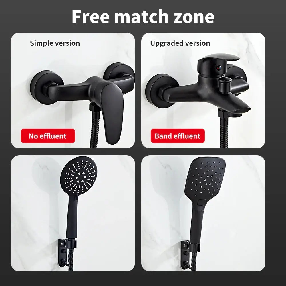 Black Brass Shower Faucet Set