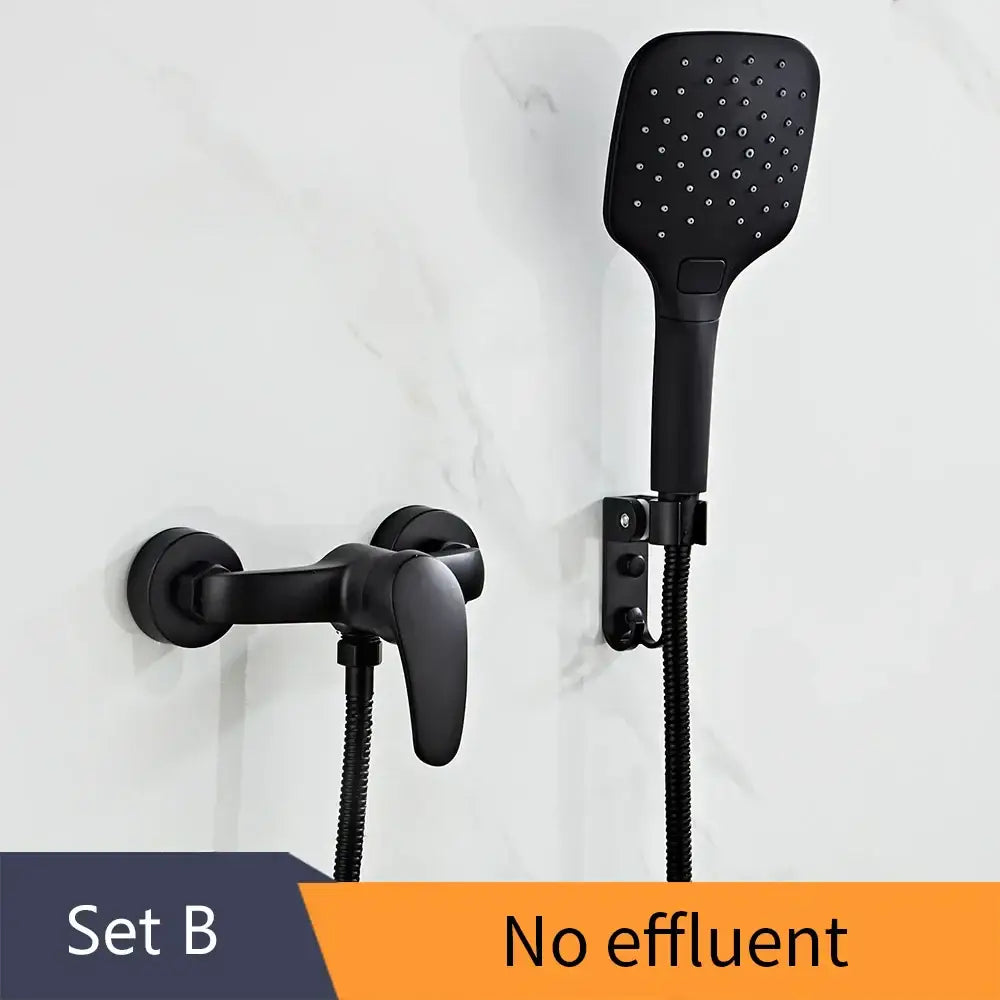 Black Brass Shower Faucet Set