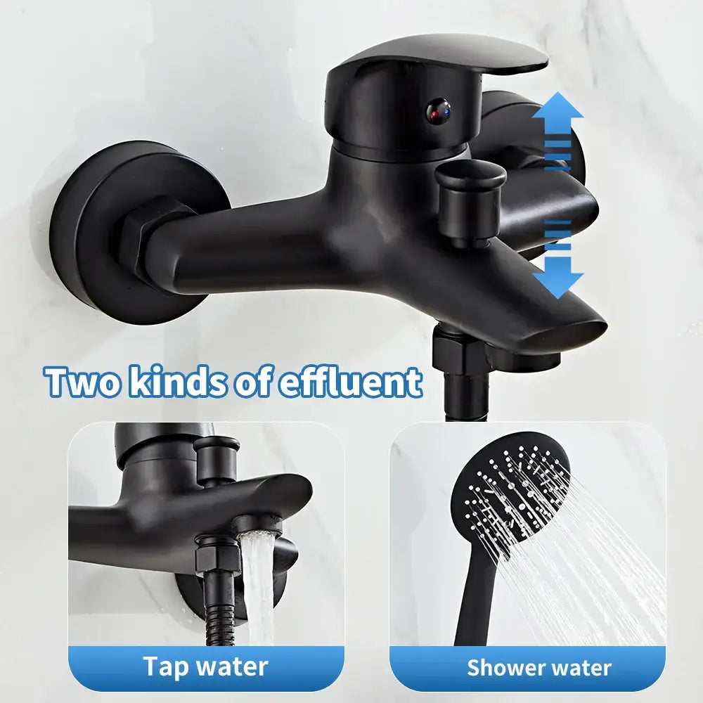 Black Brass Shower Faucet Set