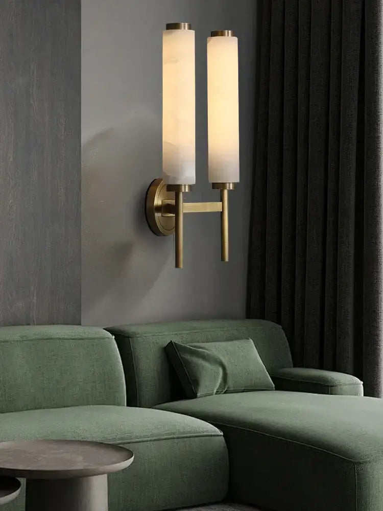 Black Bronze Alabaster Brass Wall Sconce