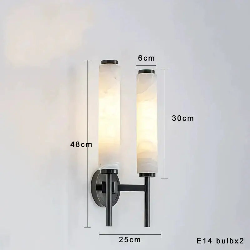 Black Bronze Alabaster Brass Wall Sconce