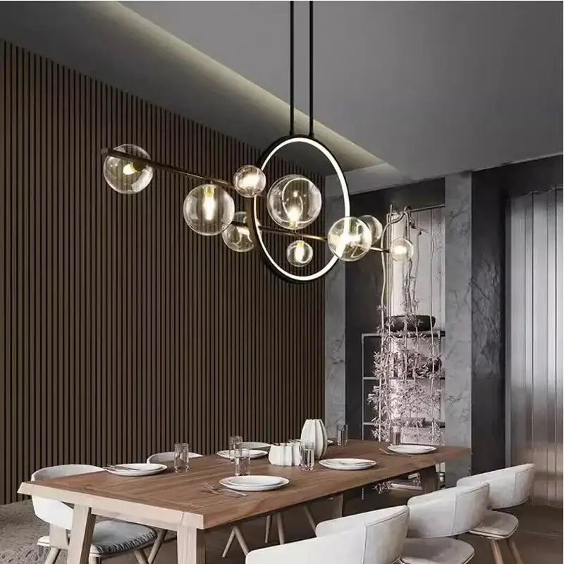 Black Bubble Glass Chandelier 10-Head Design