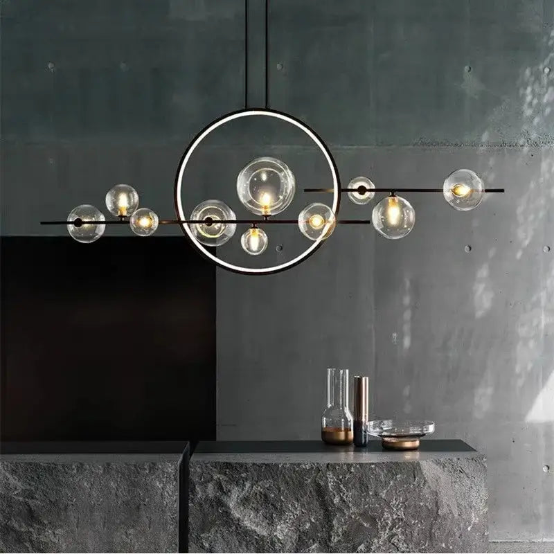 Black Bubble Glass Chandelier 10-Head Design