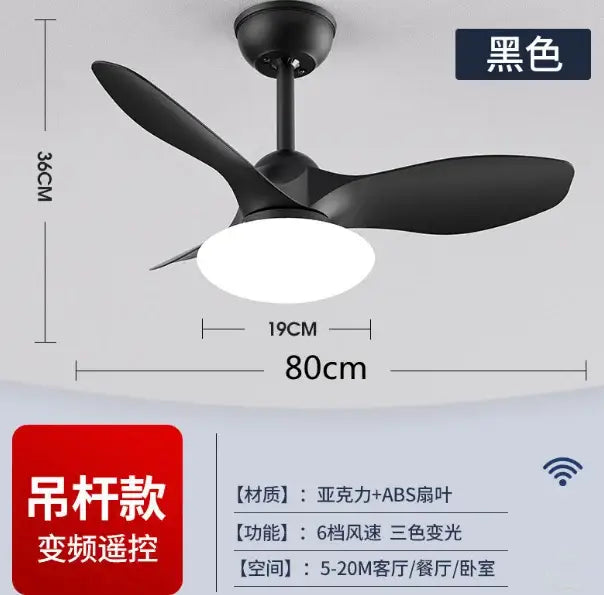Black Remote Ceiling Fan with Reversible LED