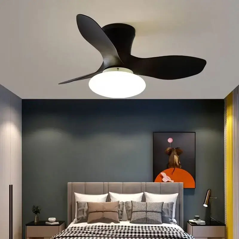 Black Remote Ceiling Fan with Reversible LED