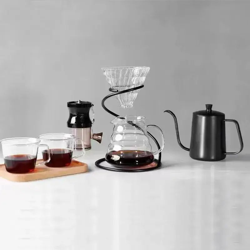 Black Ceramic Coffee Set with Pour-Over Dripper