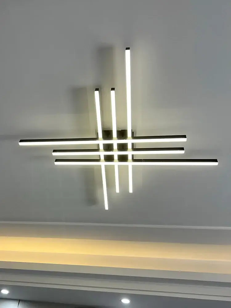 Black LED Ceiling Chandelier 6-Rod L150cm