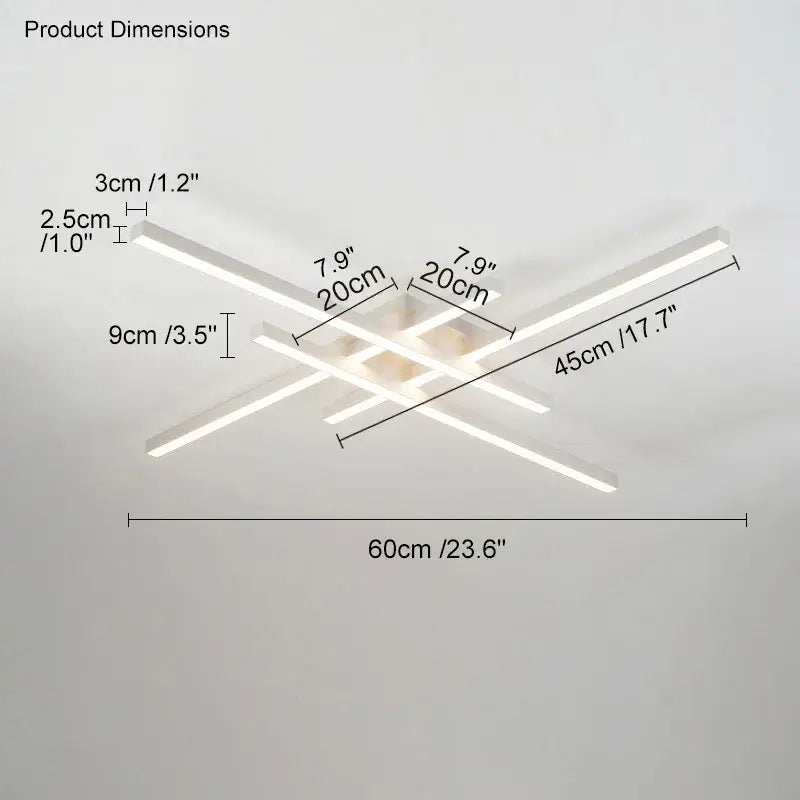 Black LED Ceiling Chandelier 6-Rod L150cm