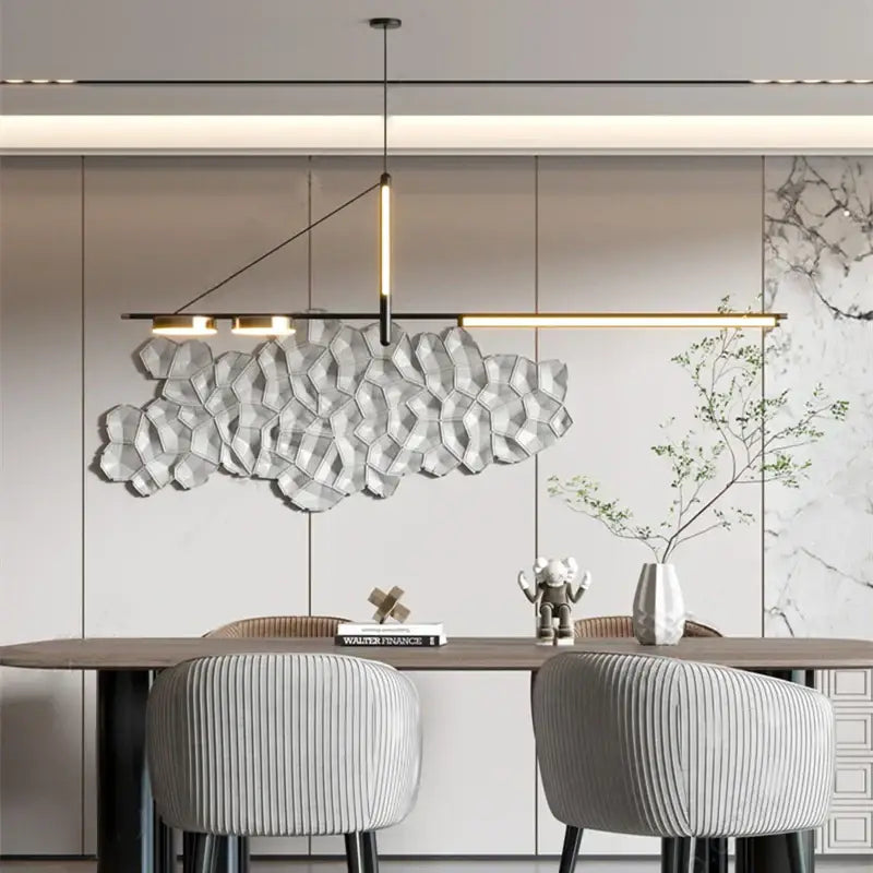 Black Minimalist Pendant Light L150cm for Dining