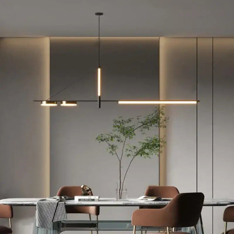 Black Minimalist Pendant Light L150cm for Dining