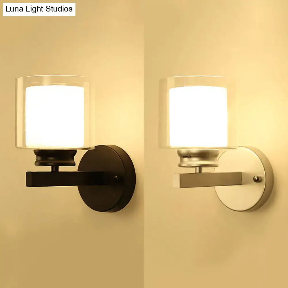 Black Chrome Glass Sconce