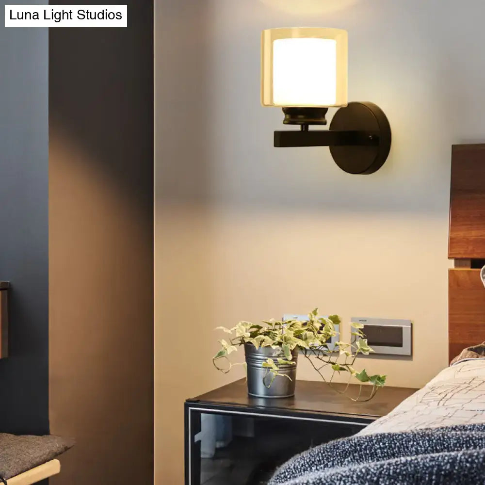 Black Chrome Glass Sconce