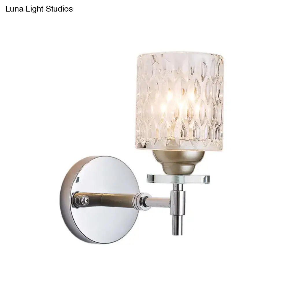 Black Chrome Dimpled Sconce Textured Glass