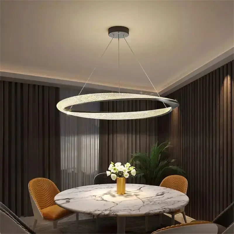 Black Circle Chrome Chandelier
