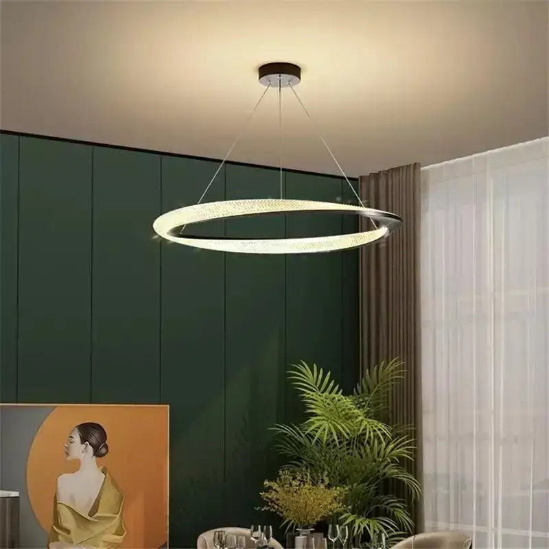 Black Circle Chrome Chandelier
