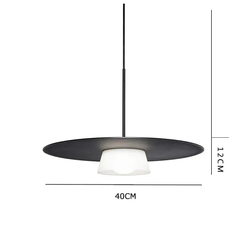 Black Glass Frosted Circular Pendant Light